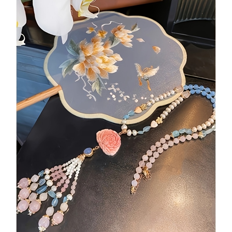 Chinese-Style Floral Long Tassel Pendant Qipao Necklace